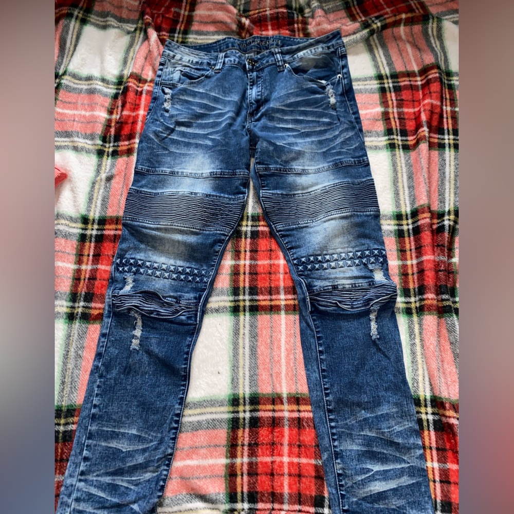 Dark Blue Skinny Ripped Denim Jeans